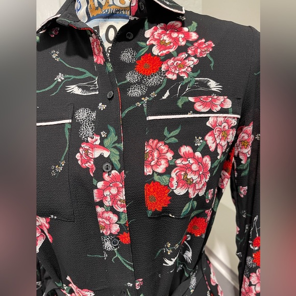 H&M Dress Pajama Style Front Button long Sleeve Belt / Vintage - Picture 2 of 7